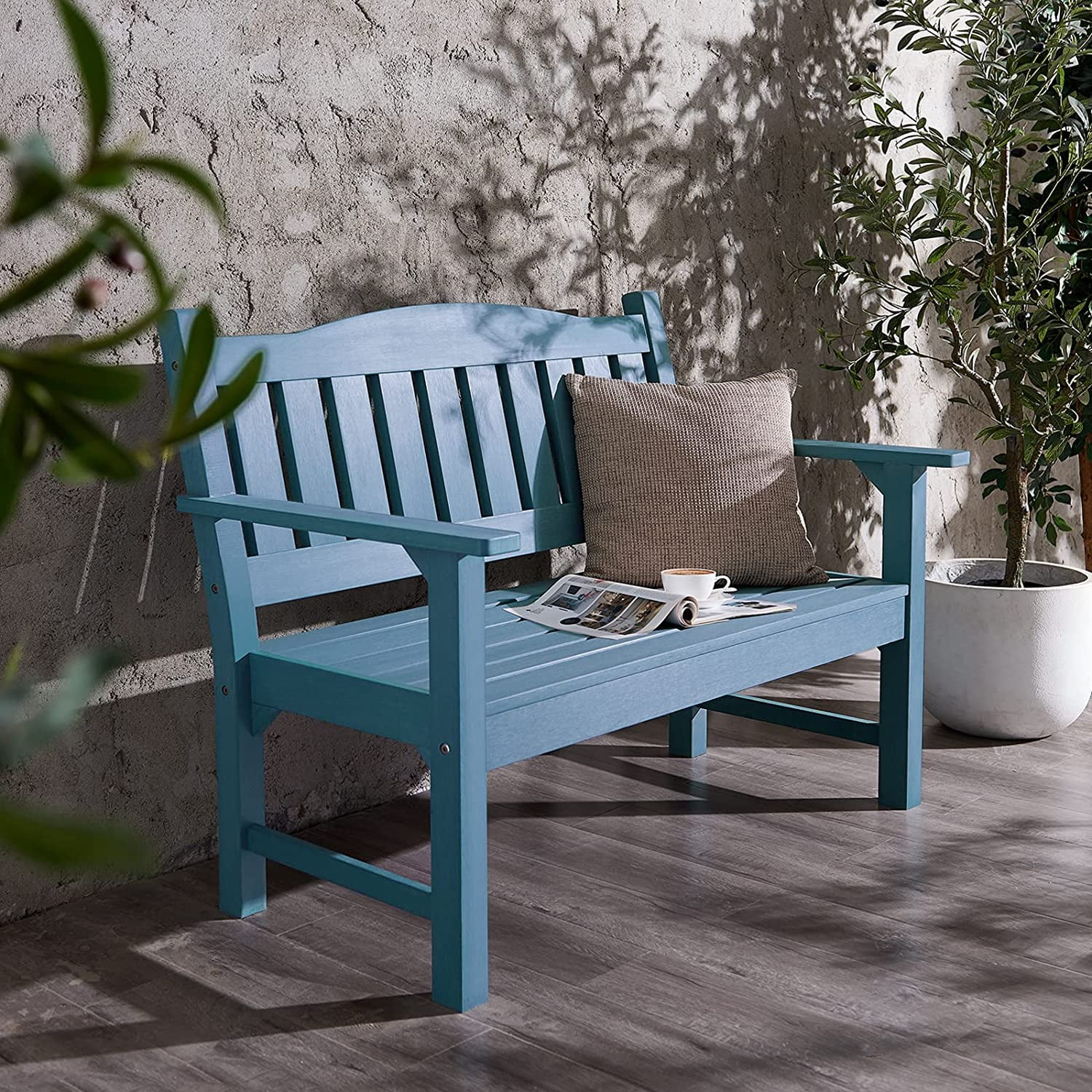 Efurden Garden Bench, Poly Lumber Outdoor Bench Weatherproof 2-Person 50