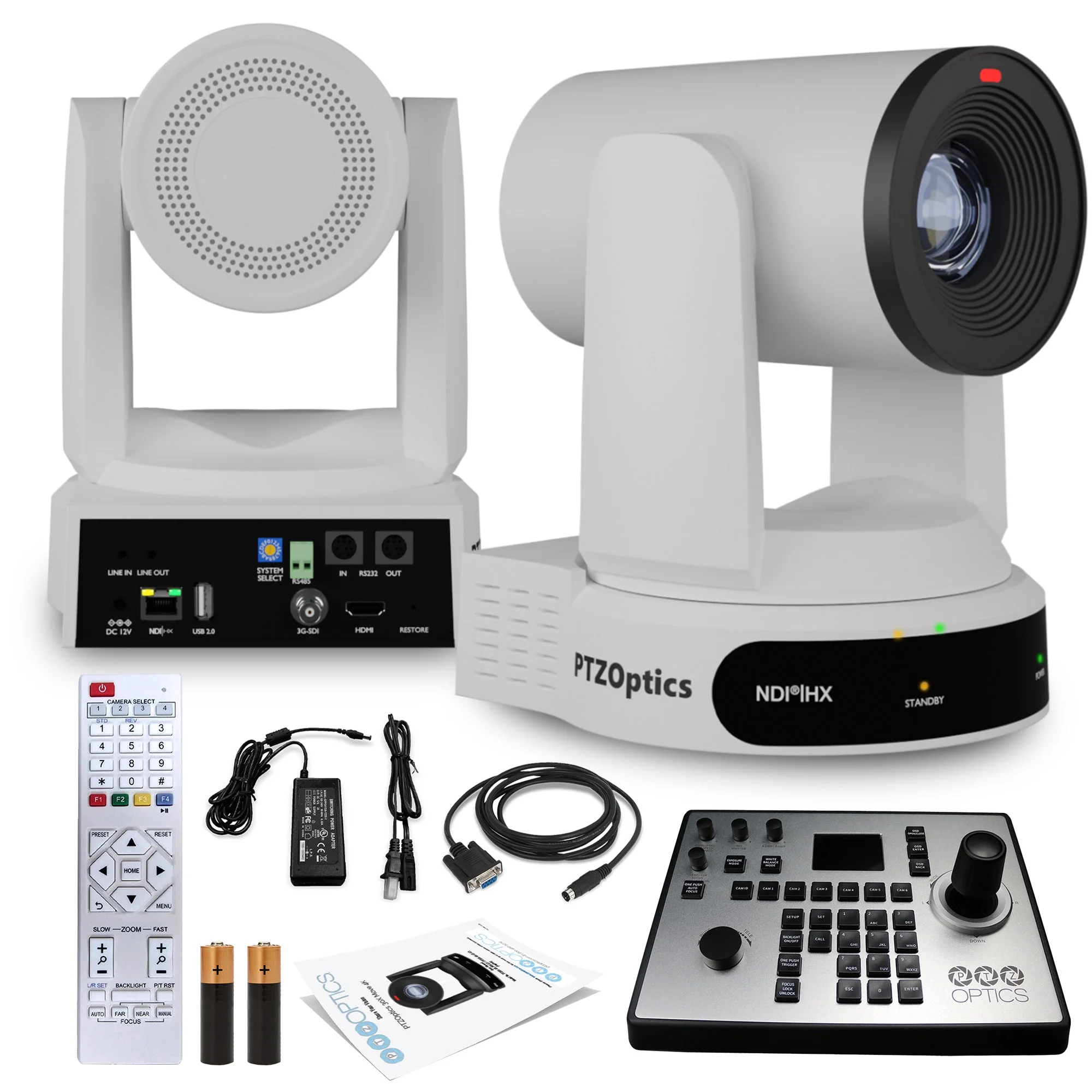 PTZOptics Move 4K SDI/HDMI/USB/IP PTZ Camera with 30x Optical Zoom (White) (PT30X-4K-WH-G3) + PTZOptics PT-JOY-G4 Joystick Controller