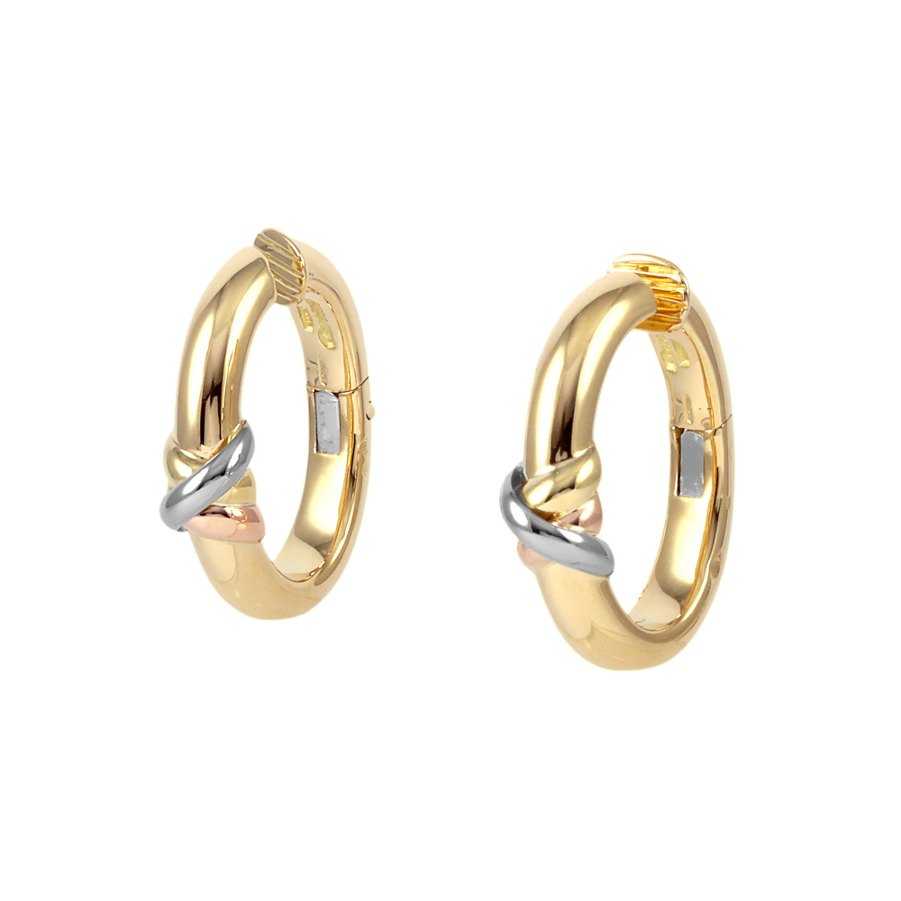 Cartier Thread K18 Yellow Gold K18 Pink Gold 18k White Gold Earrings Tri-Gold