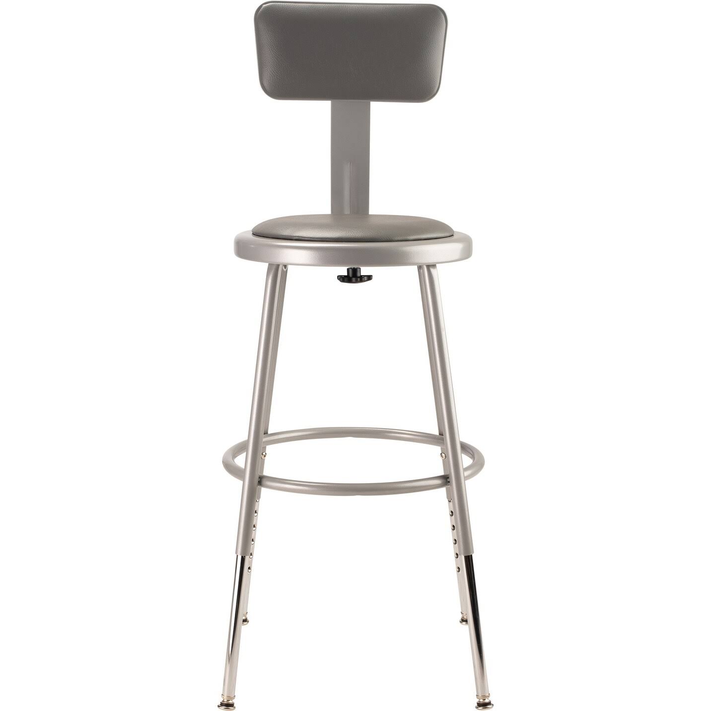National Public Seating Gray Padded Adjustable Stool with Backrest