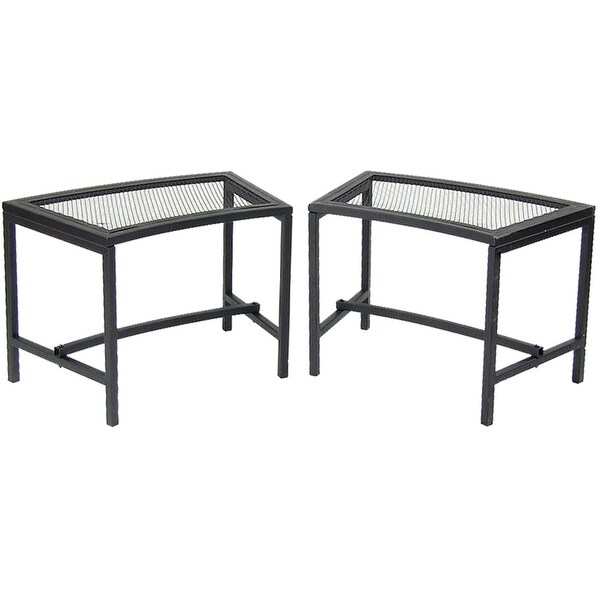 Sunnydaze Fire Pit Bench Black Mesh Steel 23 x 16 Inch
