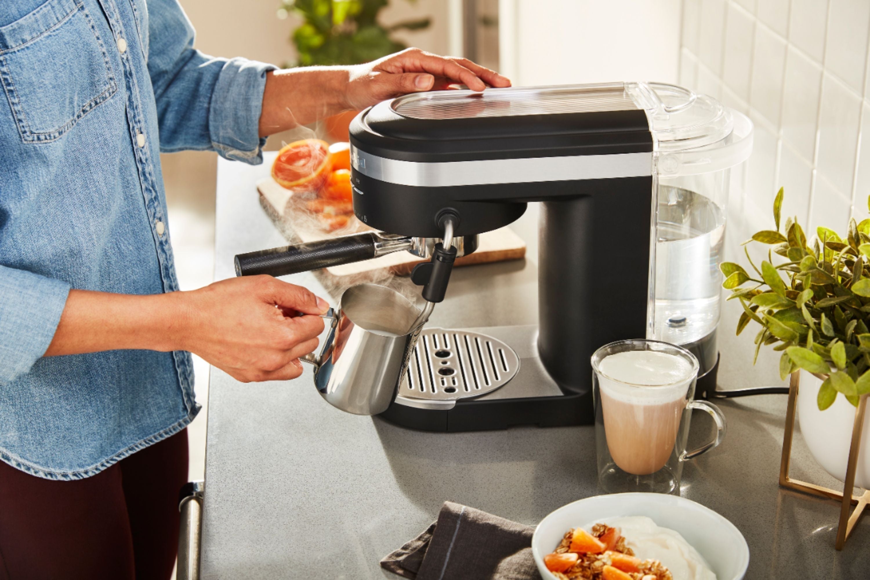 KitchenAid KES6404BM - Semi-Automatic Espresso Machine and Automatic Milk Frother Attachment - Matte Black