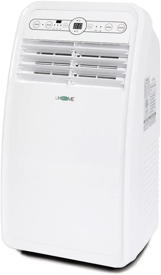 Uhome 8,000 BTU Compact Portable Air Conditioner — 3-in-1 Cooling, Dehumidifying & Fan Unit with Remote and Easy-Install Window Kit (White)