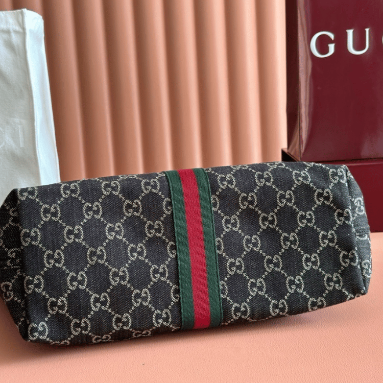 ‎Gucci Gg Ophidia Giglio Tote Shoulder Bag Black ‎9.8 Inches 853971 FAFYU 1155
