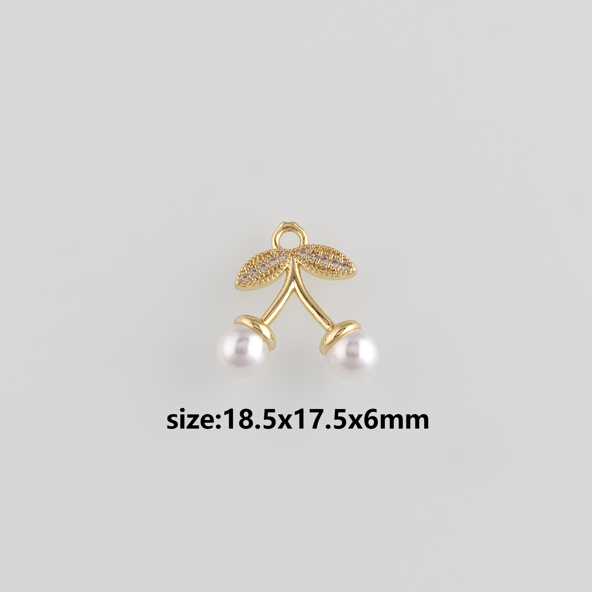 18K Gold Filled Cherry Pendant,CZ Fruit Charm,Pearl Cherry Earrings Necklace for DIY Jewelry Making Supply