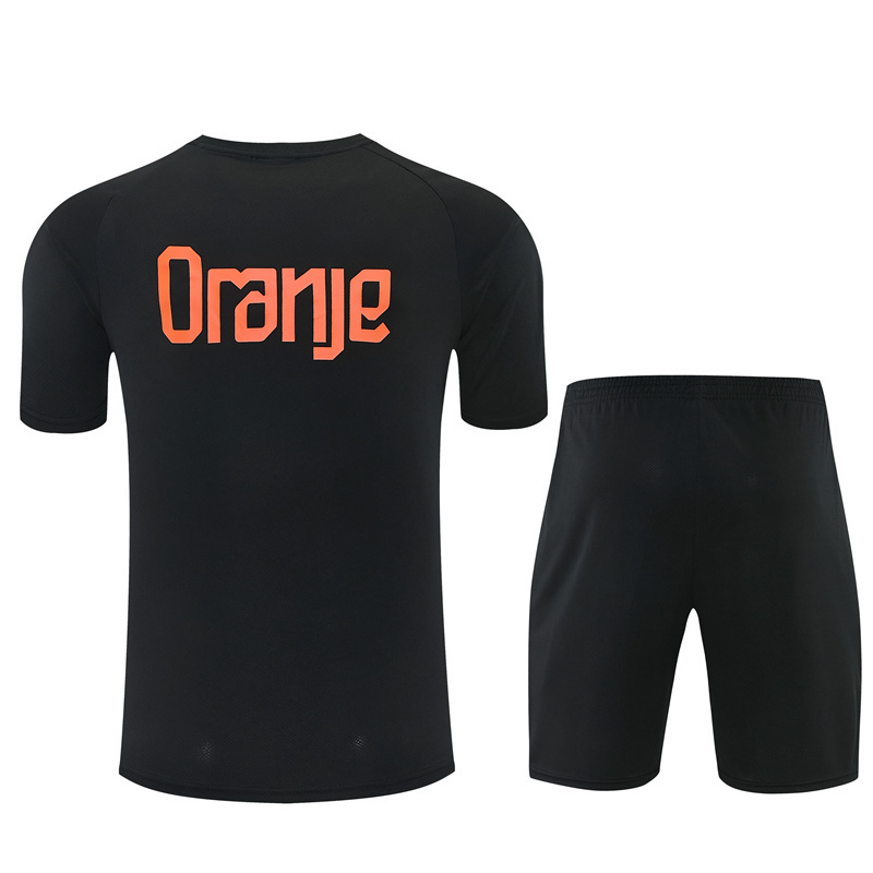 Short Sleeves Netherlands Training Suit - Black