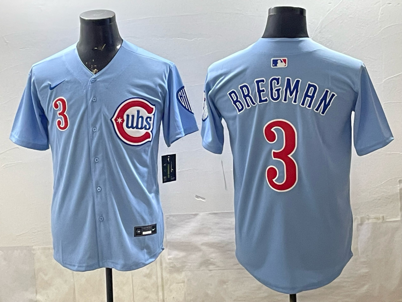 Men's Chicago Cubs Alex Bregman #3 Light Blue Alternate Limited Player Jersey