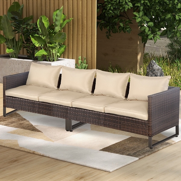 Costway 2PCS Patio Conversation Set Sectional Sofa Furniture Cushioned
