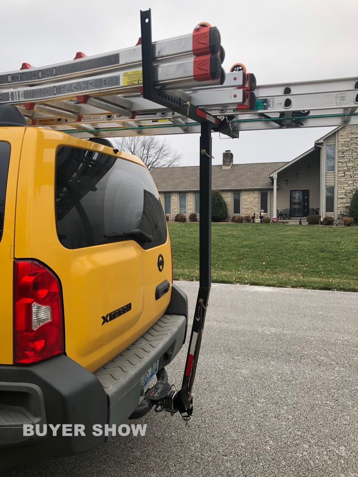 HECASA Adjustable Steel Pick up Truck Bed Hitch Extender Extension Rack for Boat Lumber Long Loads Canoe Ladder Kayak Pipes Cargo Carrier 750lbs Capacity, w/Flag