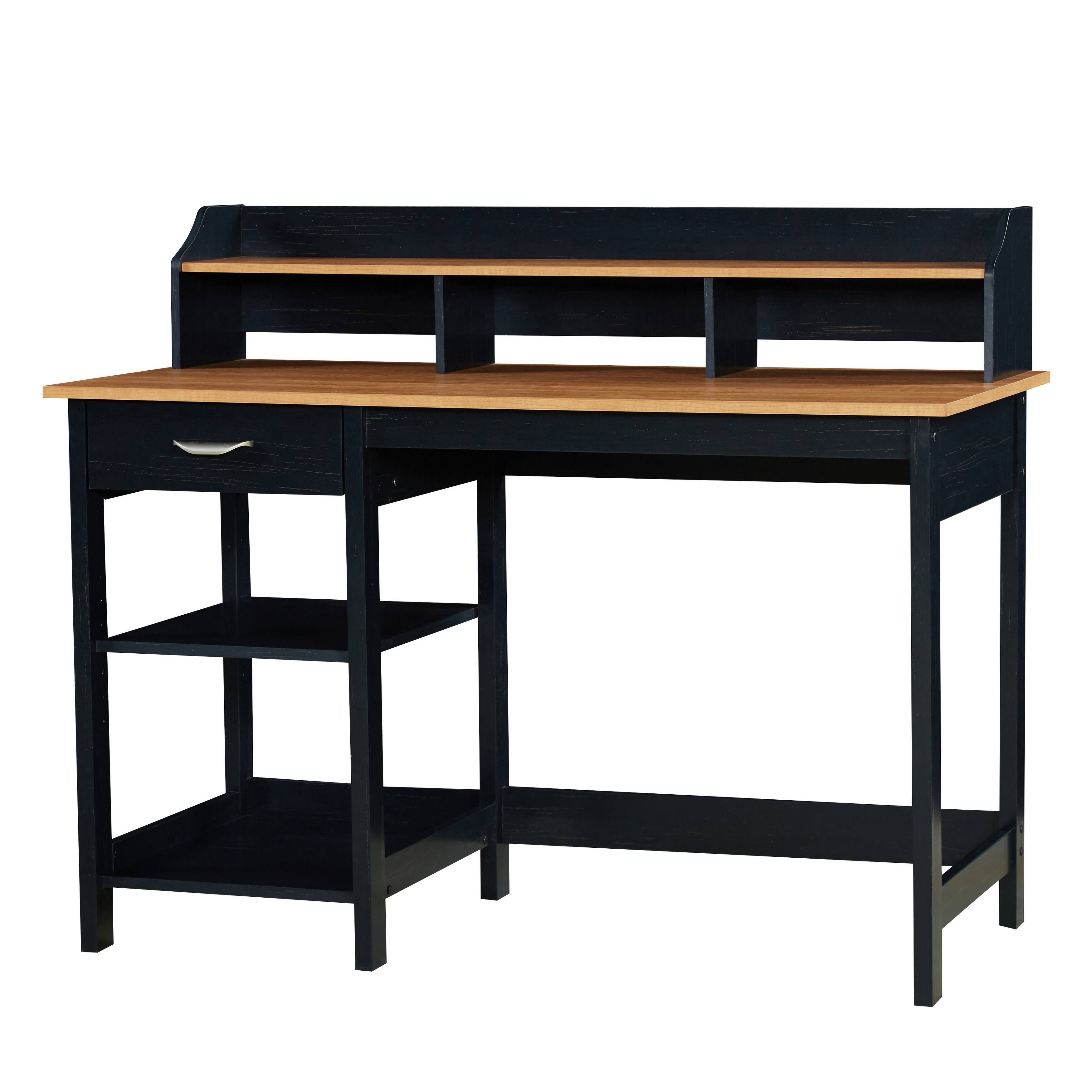 Saint Birch Finley Teak 47-inch Writing Desk with Hutch - Gray Oak