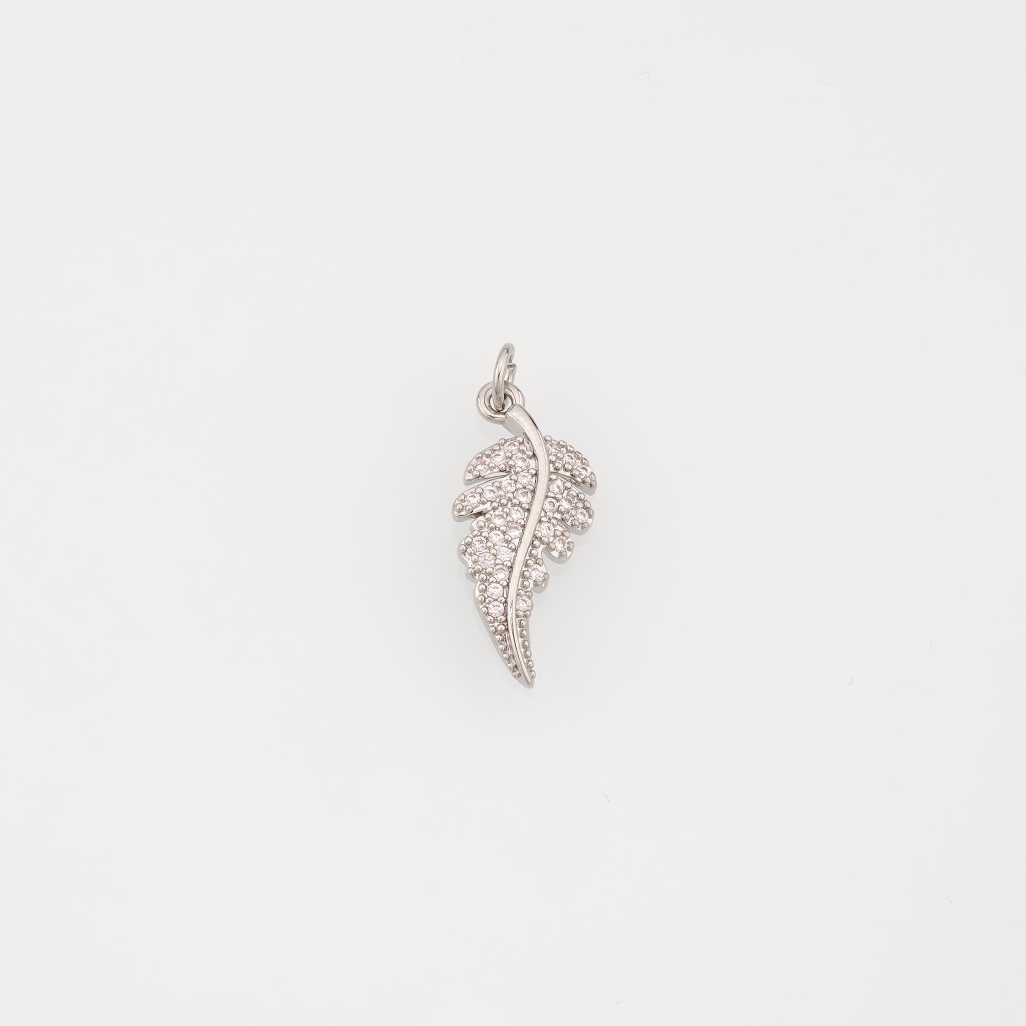 18K Gold Filled Leaf Pendant,CZ Micro Pave Leaf Charm Earrings Necklace for DIY Jewelry Making Supply
