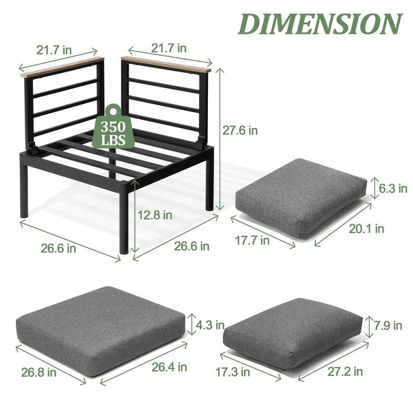 Pellebant Conversation Sectional Set Aluminum Sofa with Cushion