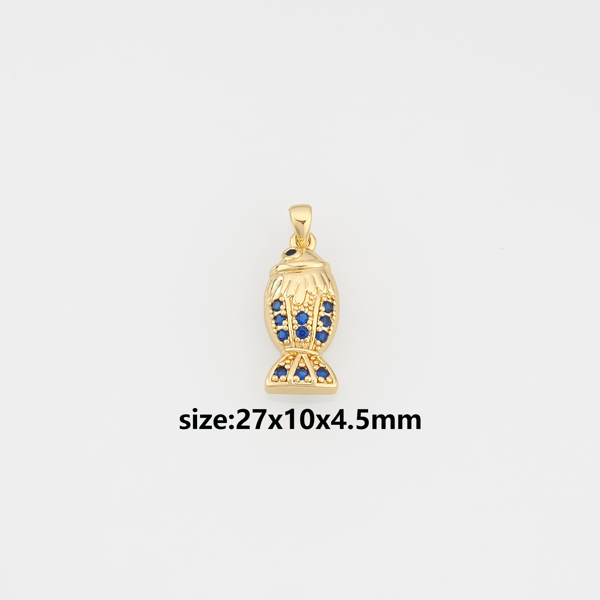 18K Gold Filled Fish Pendant,CZ Micro Pave Ocean Charm Earrings Necklace for DIY Jewelry Making Supply
