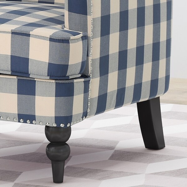 Modern Fabric Tufted Club Chair with Arms and Nailhead,Easy to Assemble