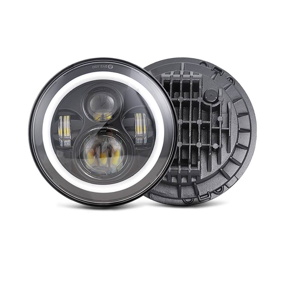 LED Headlight 7x22 inch Motorcycle Headlamp DRL Projector Black Craftride