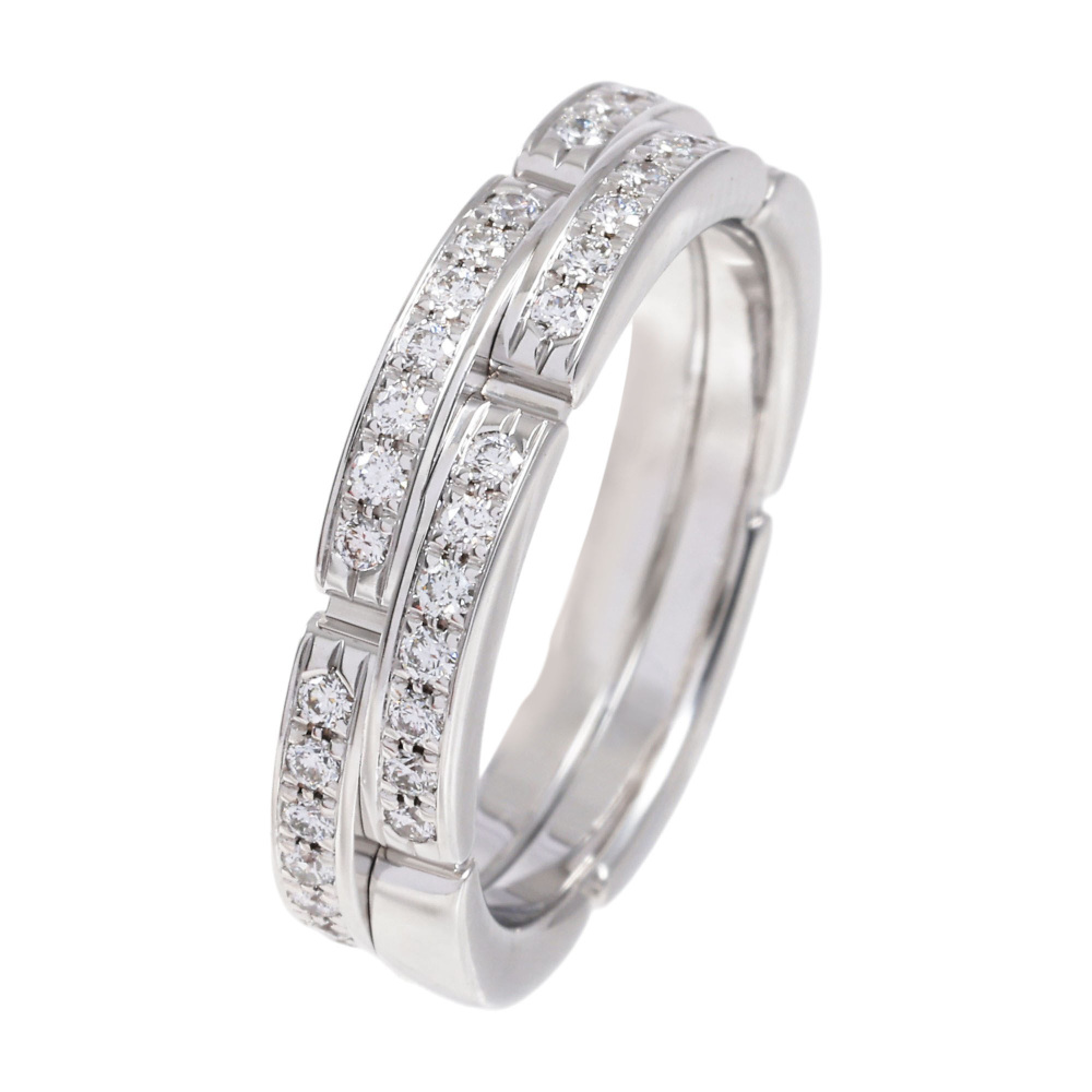 Cartier Mayon Pantale Wedding Ring 2 Companies Semi-pave Setting 18K White Gold Diamond B4098900