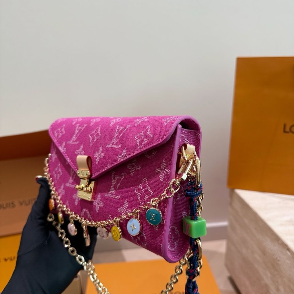Louis Vuitton x Takashi Murakami Pouch Metis Pink Denim 20Cm