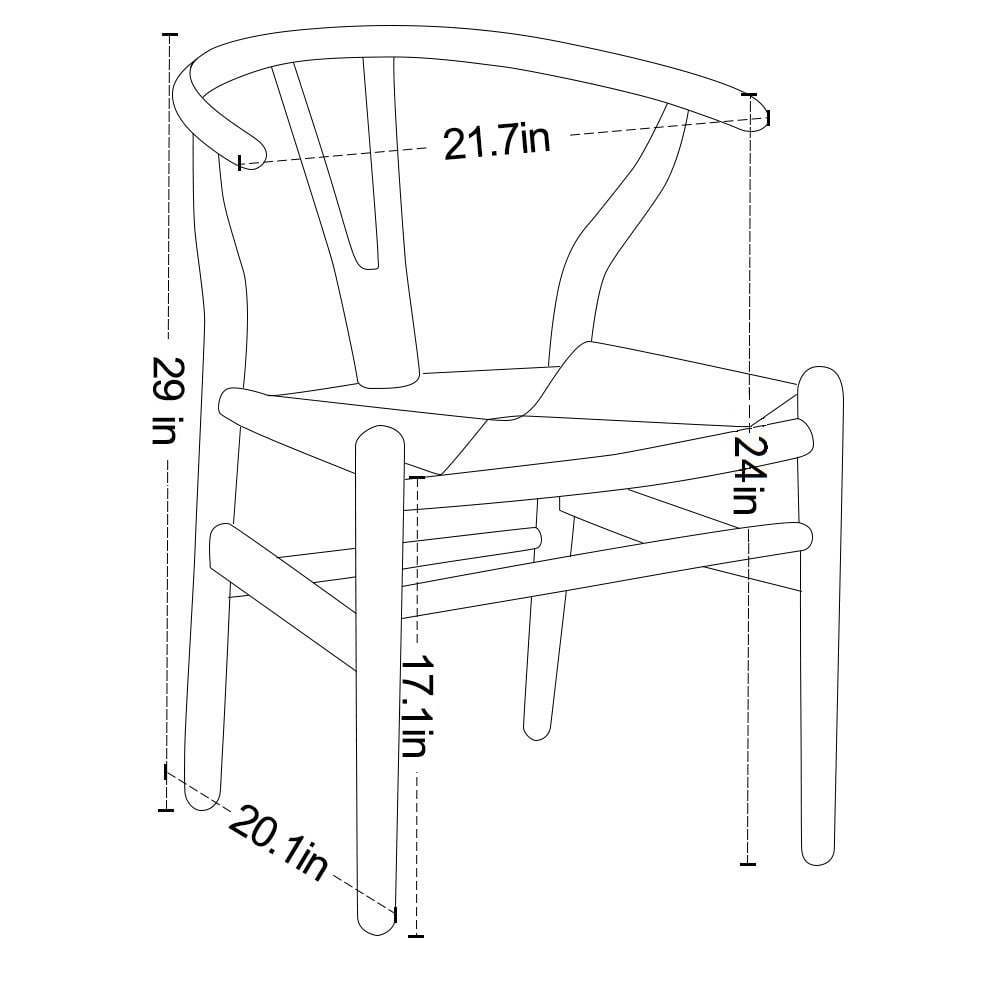 Tomile Mid Century Modern black wood wishbone dining chair, Solid Wood Chair for kitchen and Office(black rattan seat)