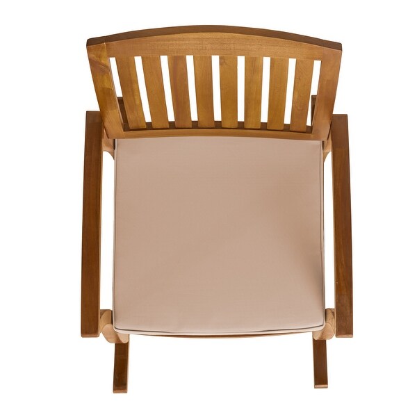 Selma Teak Finish Acacia Rocking Chair with Cushion by Christopher Knight Home