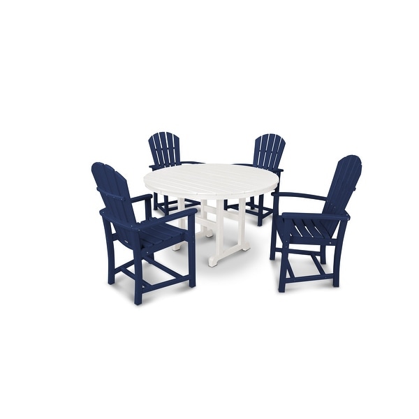 POLYWOOD Palm Coast 5Piece Round Farmhouse Dining Set
