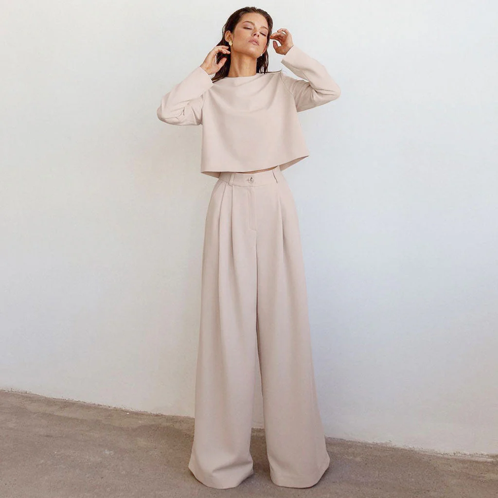 Wide Leg Pant Set & Cropped SweatshirtClistos