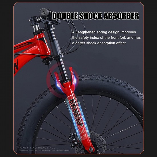 26-Inch Mountain Trail Bike, 21-27-30 Speed Mountain Bikes, Adult Full Suspension All Terrain Mountain Bike, Adjustable Seat Men’s Bike,1 White,21 Speed