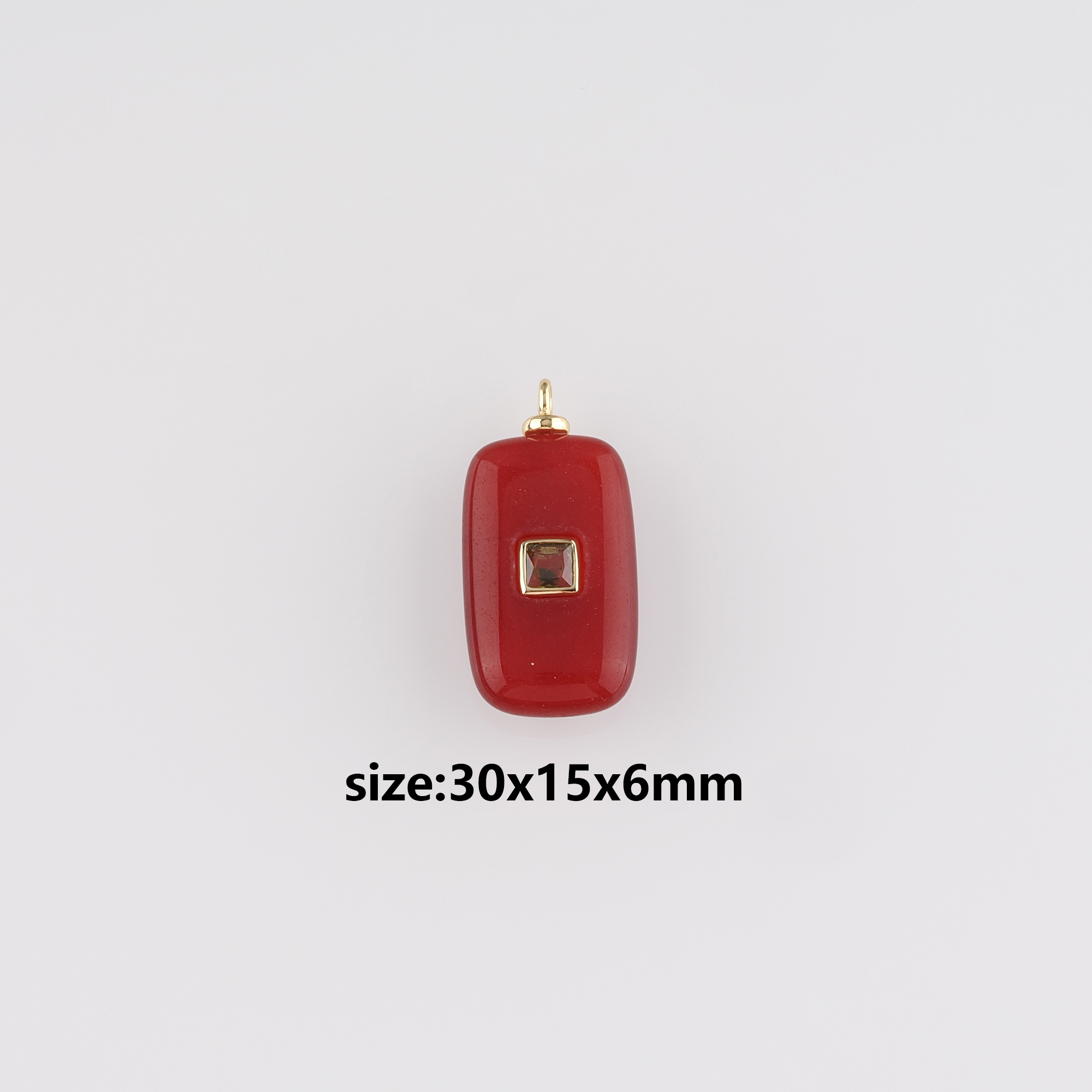 18K Gold Filled Rectangle Pendant,Natural Stone Charm Earrings Necklace for DIY Jewelry Making Supply