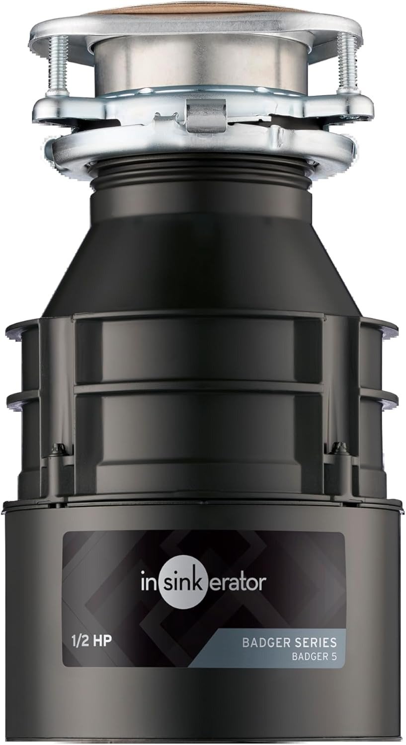 Garbage Disposal, Standard Series 1/2 HP Continuous Feed Food Waste Disposer, Black, Set of 1