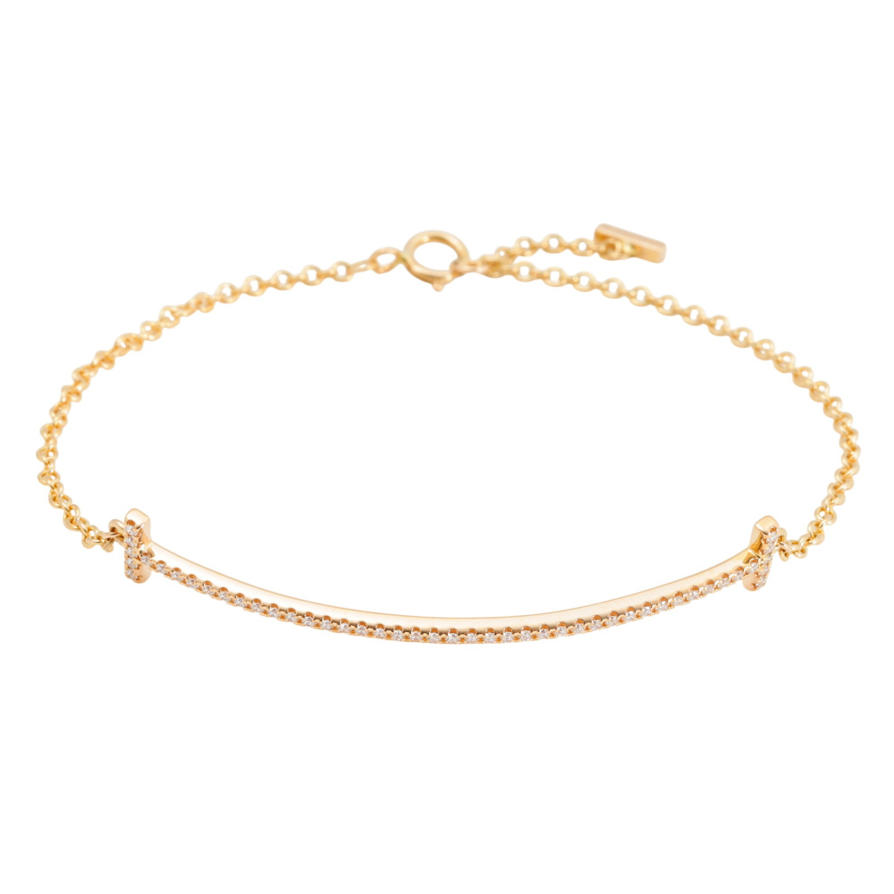 Tiffany & Co. Tiffany T Bracelet 18K Yellow Gold Diamond 60150751