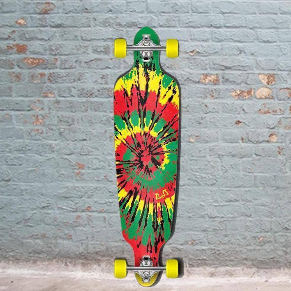Yocaher Punked Drop Through Tiedye Rasta Longboard Complete