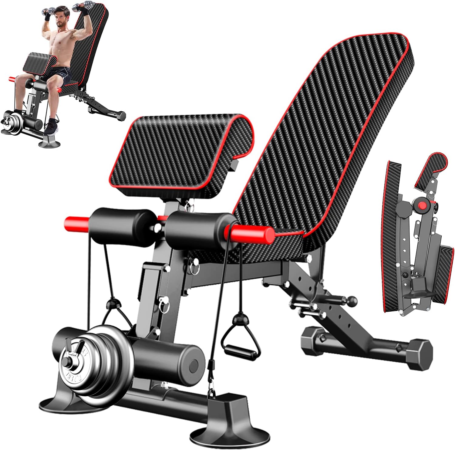 Adjustable Weight Bench - Utility Weight Benches for Full Body Workout, Foldable Flat