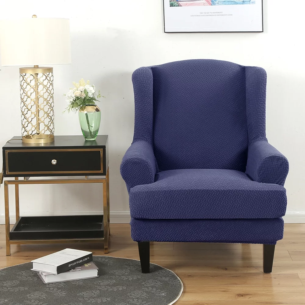 Jacquard Wingback Chair Covers, 2 Piece Stretch Chair Slipcovers Wing Chair Covers Furniture Covers for Wingback Chairs