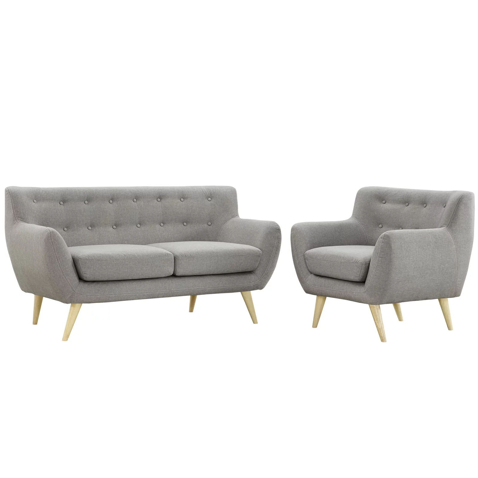 Modway Remark 2 Piece Living Room Set in Light Gray