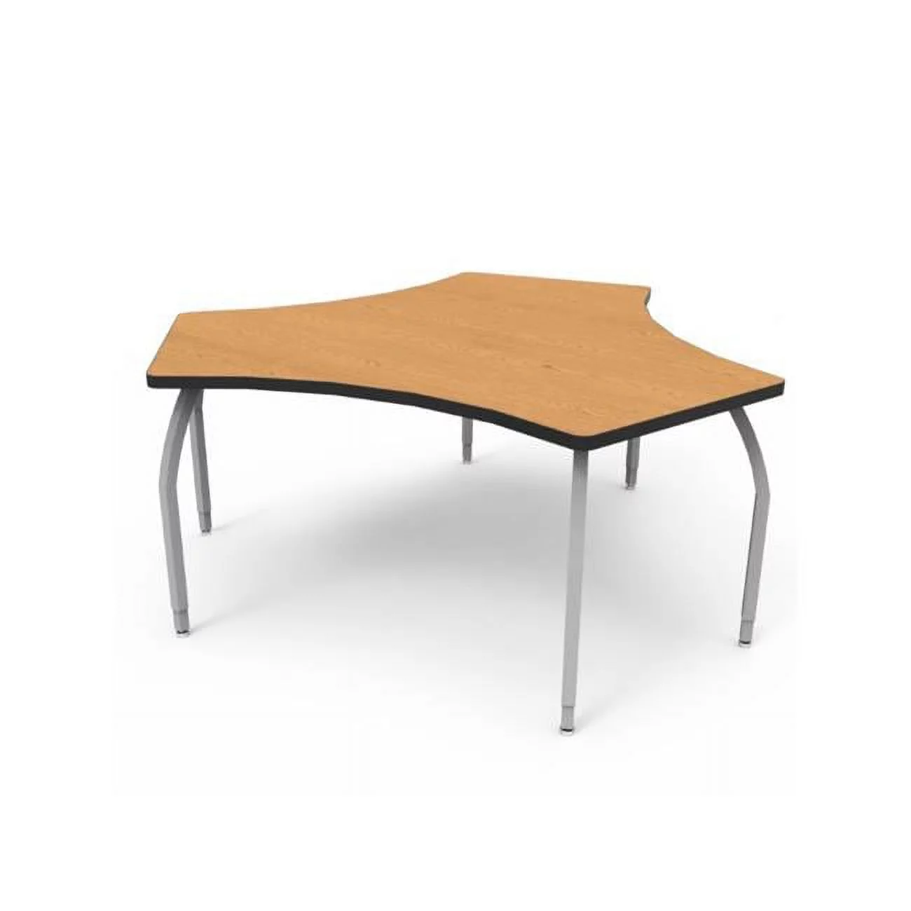 Wisconsin Bench ELO6400-ADJSS-32-32 Elo Connect 4 Desk, Bannister Oak Laminate & Banding with 3 Adjustable Smooth Silver Legs - 26-31 x 36 x 24 in.