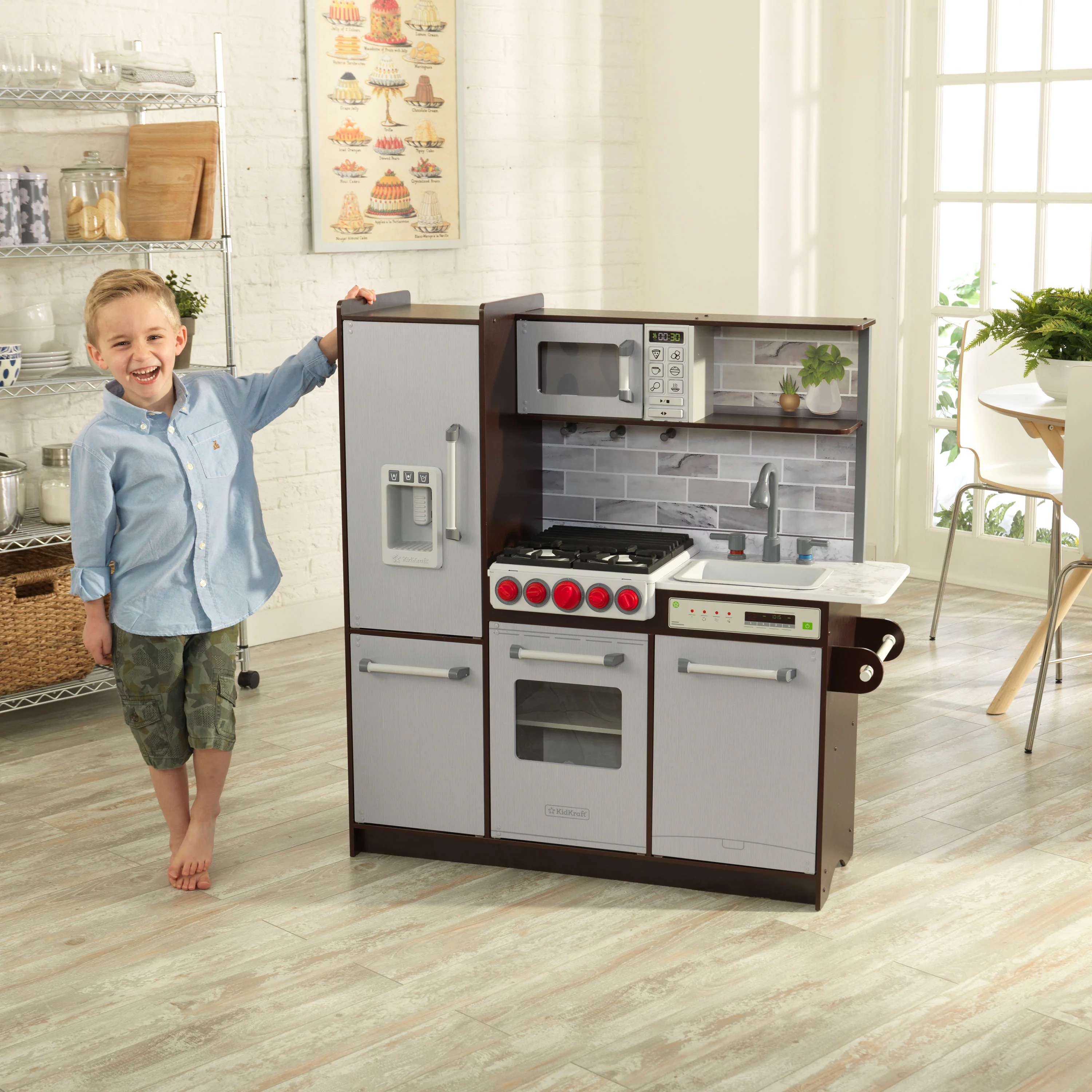 KidKraft Uptown Elite Espresso Play Kitchen with Lights and Sounds