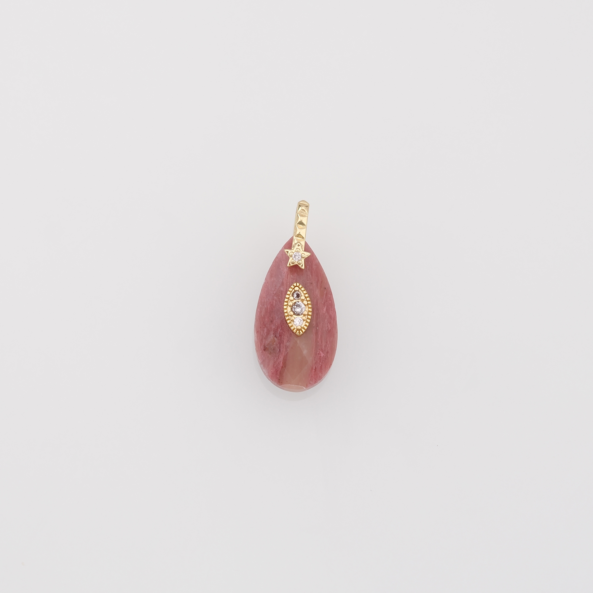 18K Gold Filled Teardrop Pendant,Natural Stone Charm Earrings Necklace for DIY Jewelry Making Supply