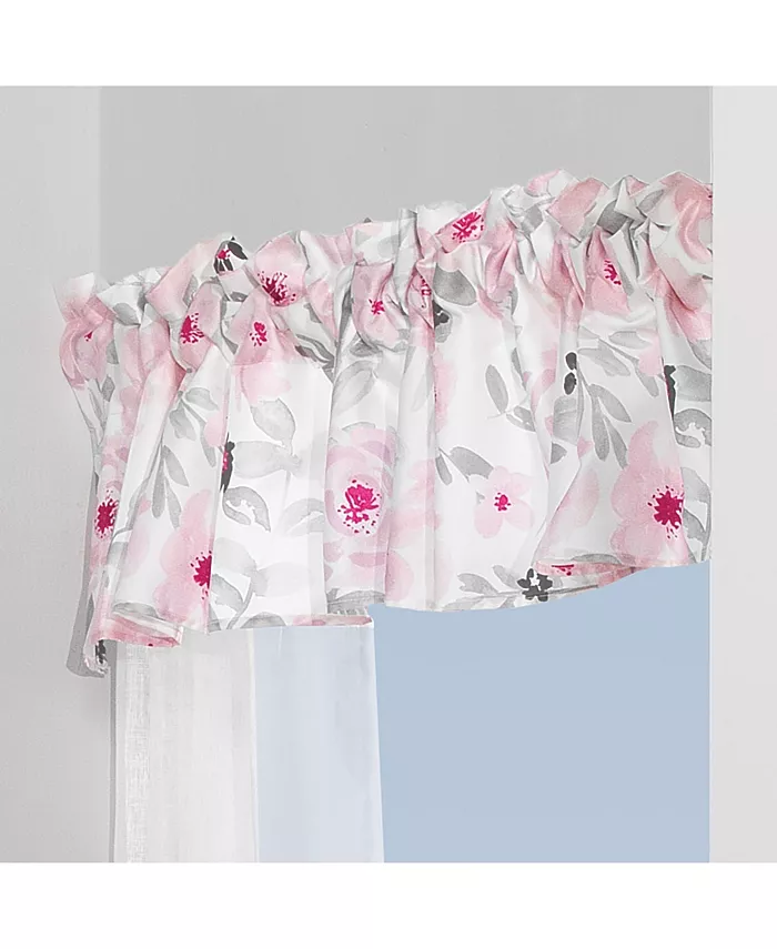 Bedtime Originals Blossom Pink Gray Watercolor Floral Window Valance