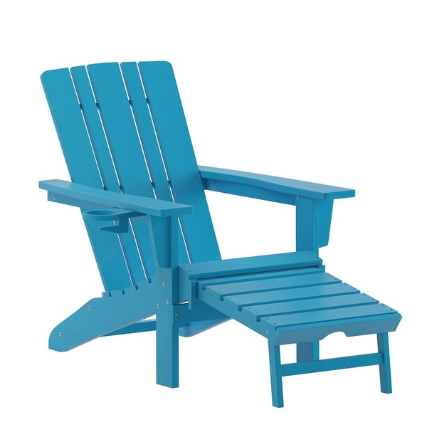 AllWeather Adirondack Chair with Pullout Ottoman and Cupholder