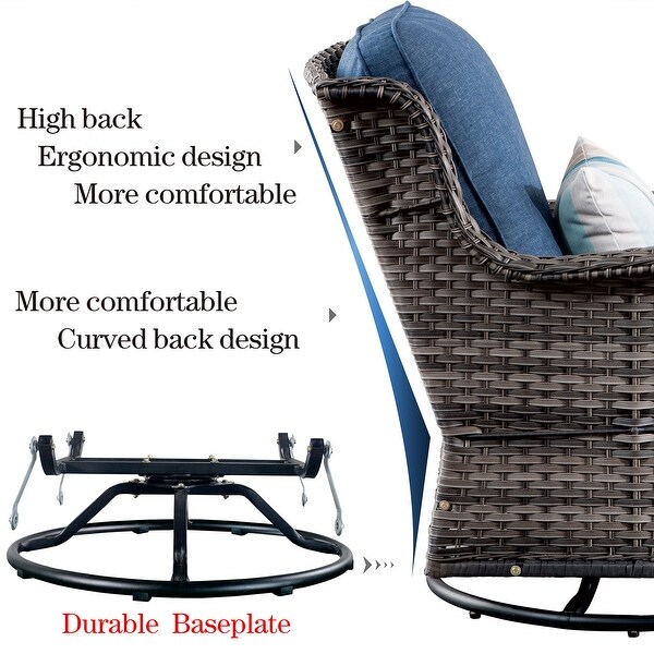 OVIOS 8piece Rattan Wicker Patio Furniture Set Swivel Rocking Chair Set