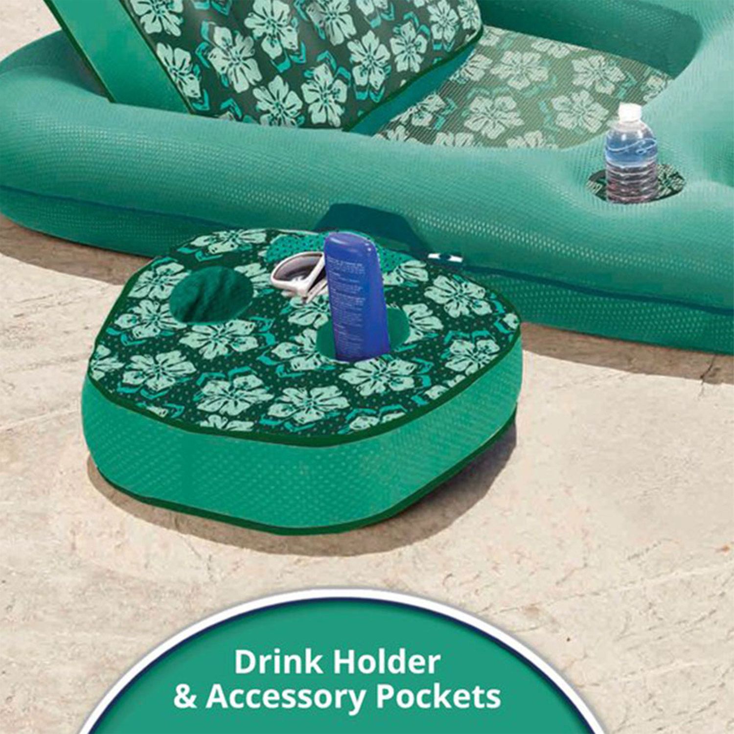 Aqua Leisure Campania 2 in 1 Convertible Water Lounger Pool Inflatable， Floral
