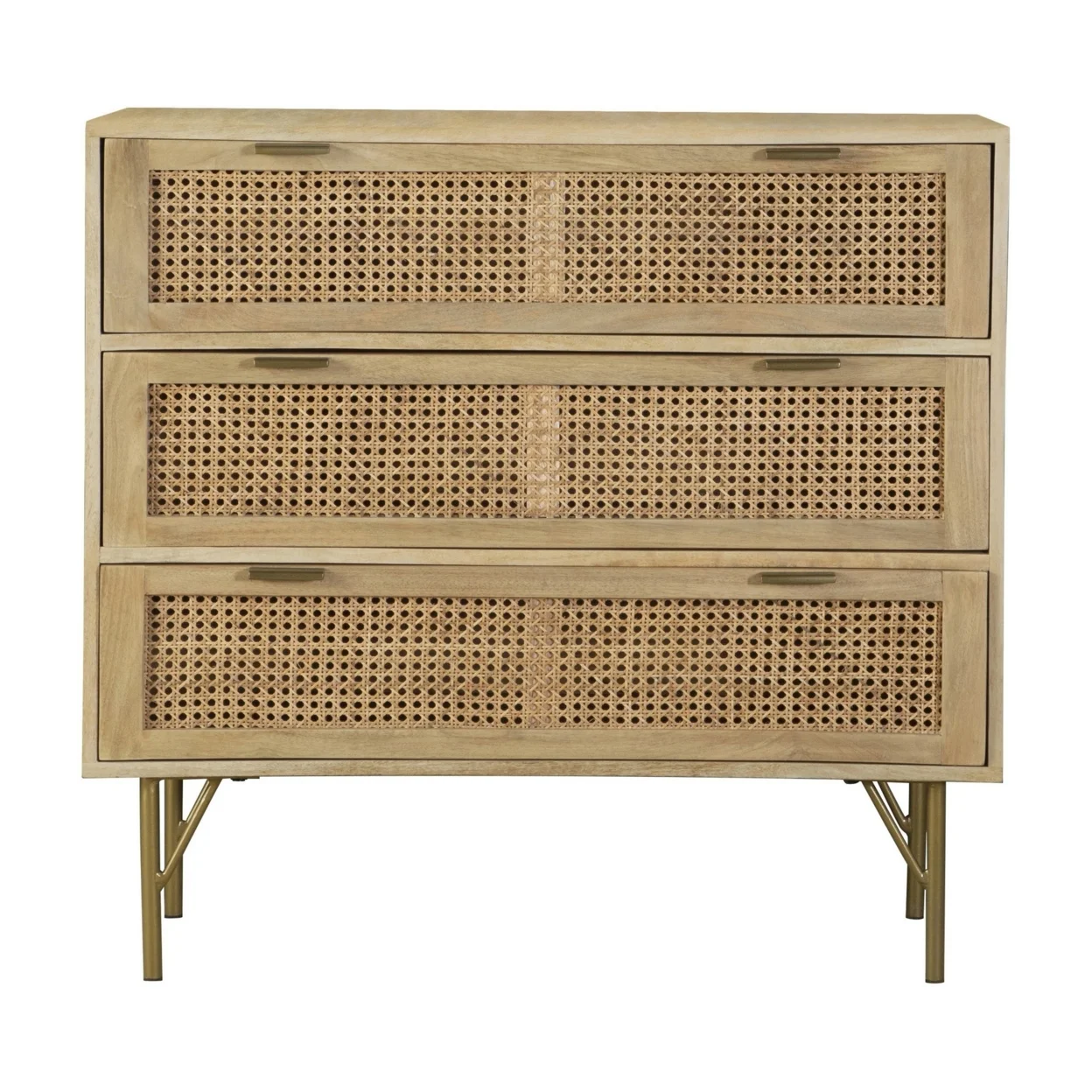 Lili 36 Inch 3 Drawer Sideboard Console Cabinet Brown Mango Wood Frame- Saltoro Sherpi