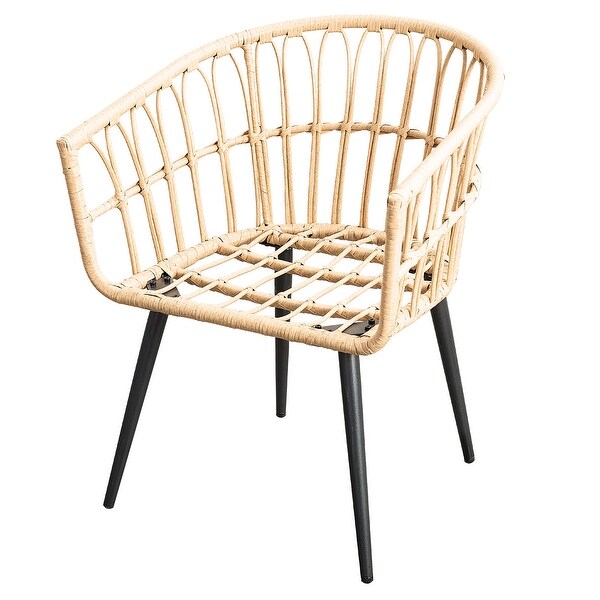 Beige 3 Pieces Rattan Wicker Patio Conversation SetClearance
