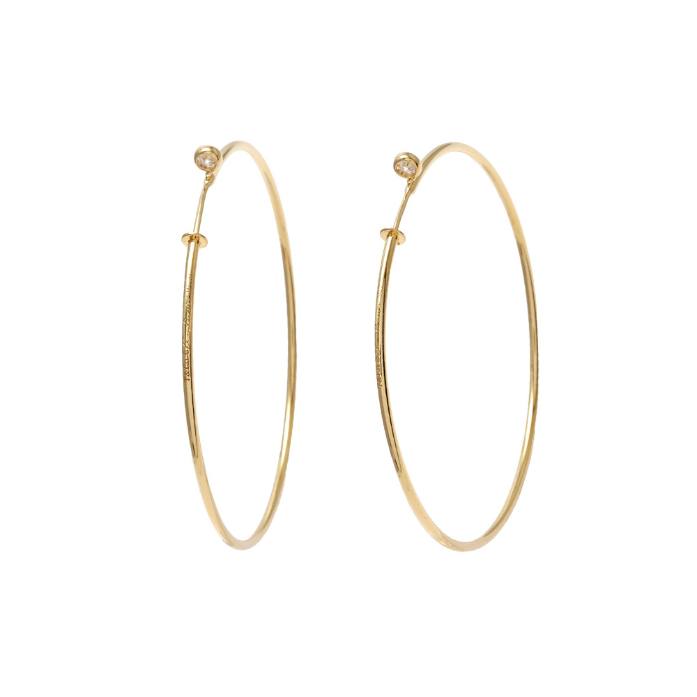 Tiffany & Co. Elsa Peretti Diamond Hoop Earrings 18K Yellow Gold 60018046