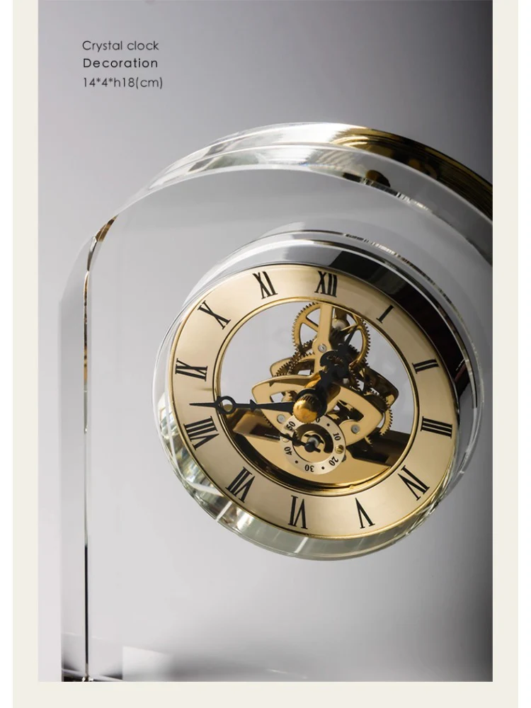 DC122 - MIKIM*TO exclusive! Heavy crystal vintage sitting clock brass home clock desk foyer ornament