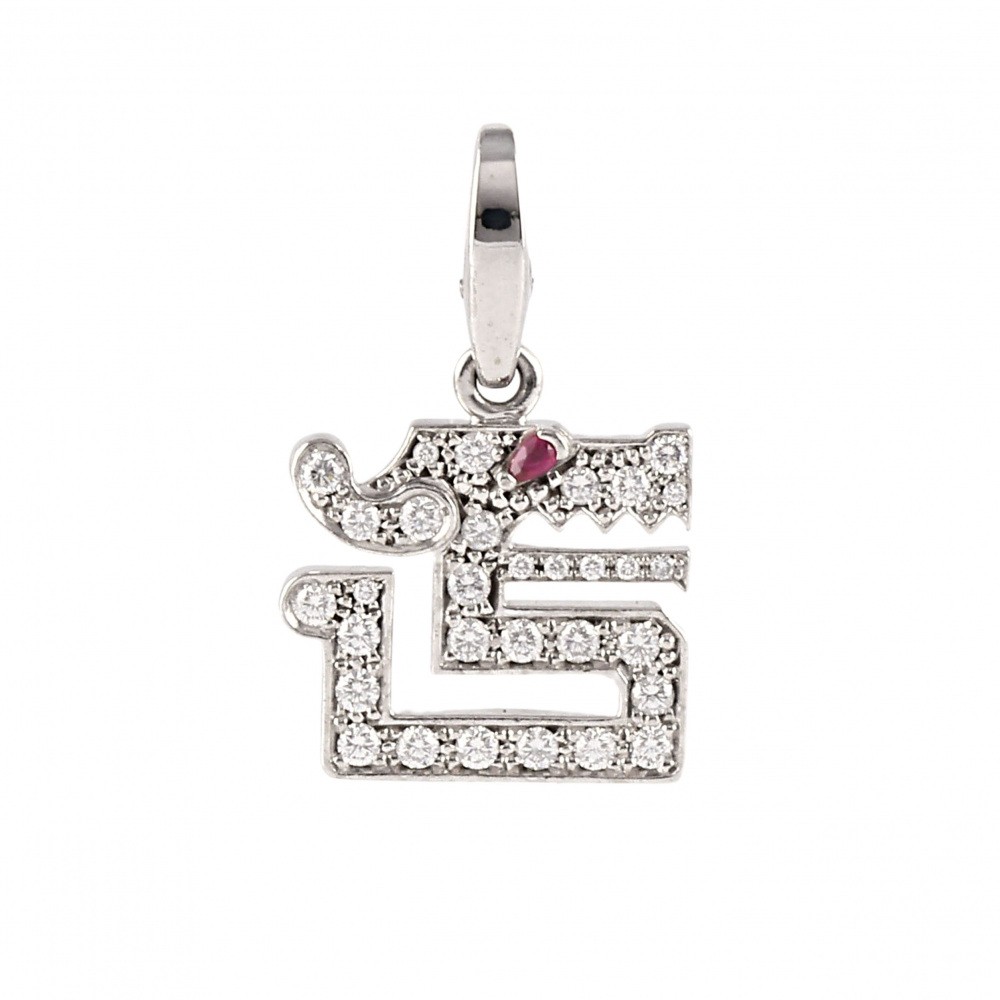 Cartier Dragon Motif K18WG White Gold Pendant Top Necklace