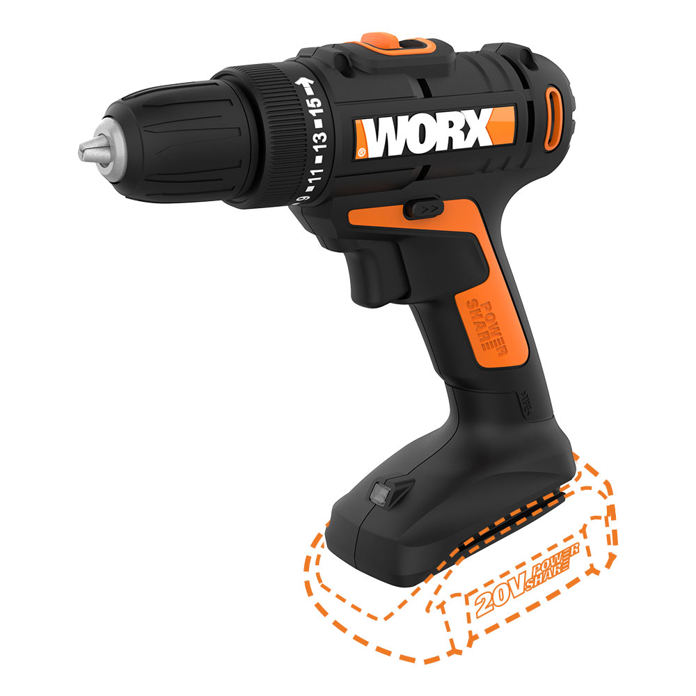 WORX WX911L 20 Volt Combo Kit with Power Drill, Impact Driver, AXIS Saw, and Batteries
