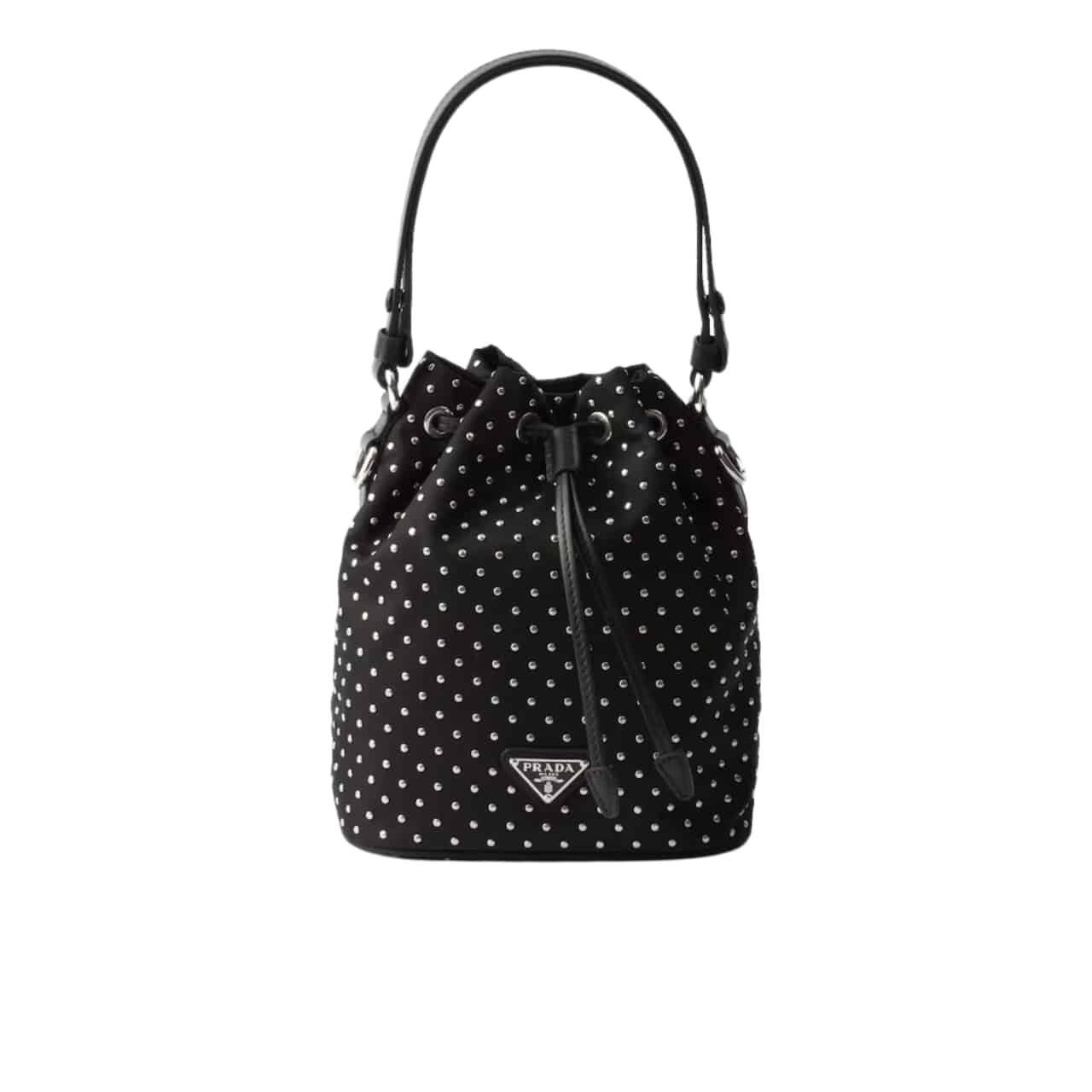 Prada Re Nylon Mini Bag With Studs Black 22Cm