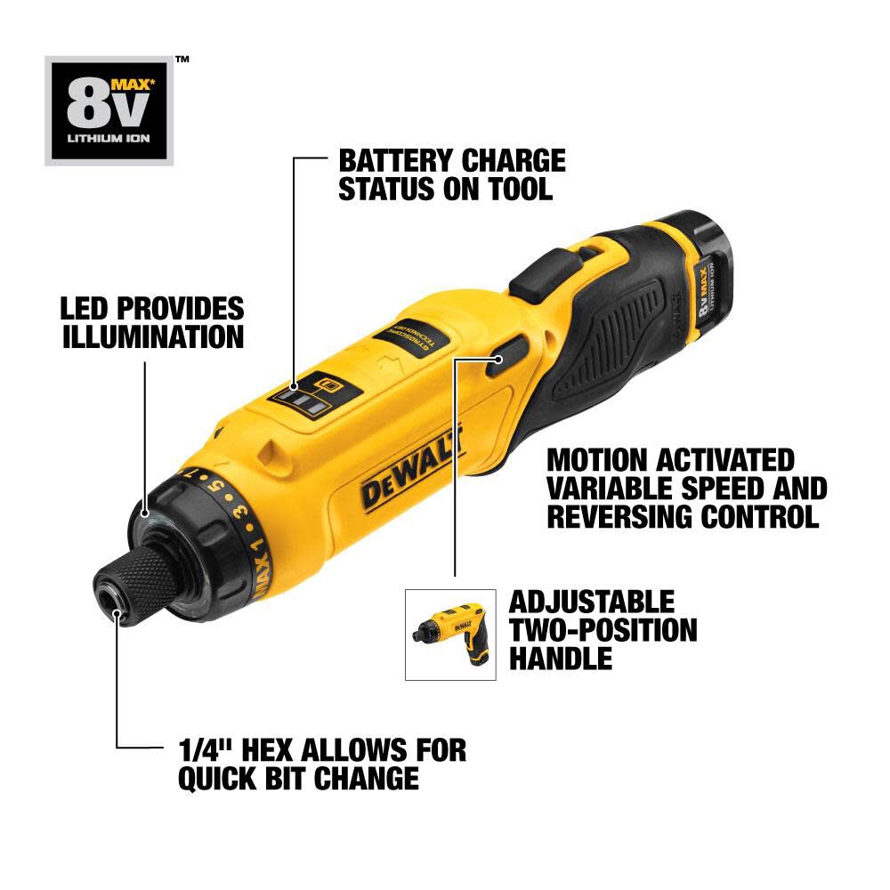DEWALT 8V MAX MAC SCREWDRIVER 1 BATTERY KIT DCF680N1