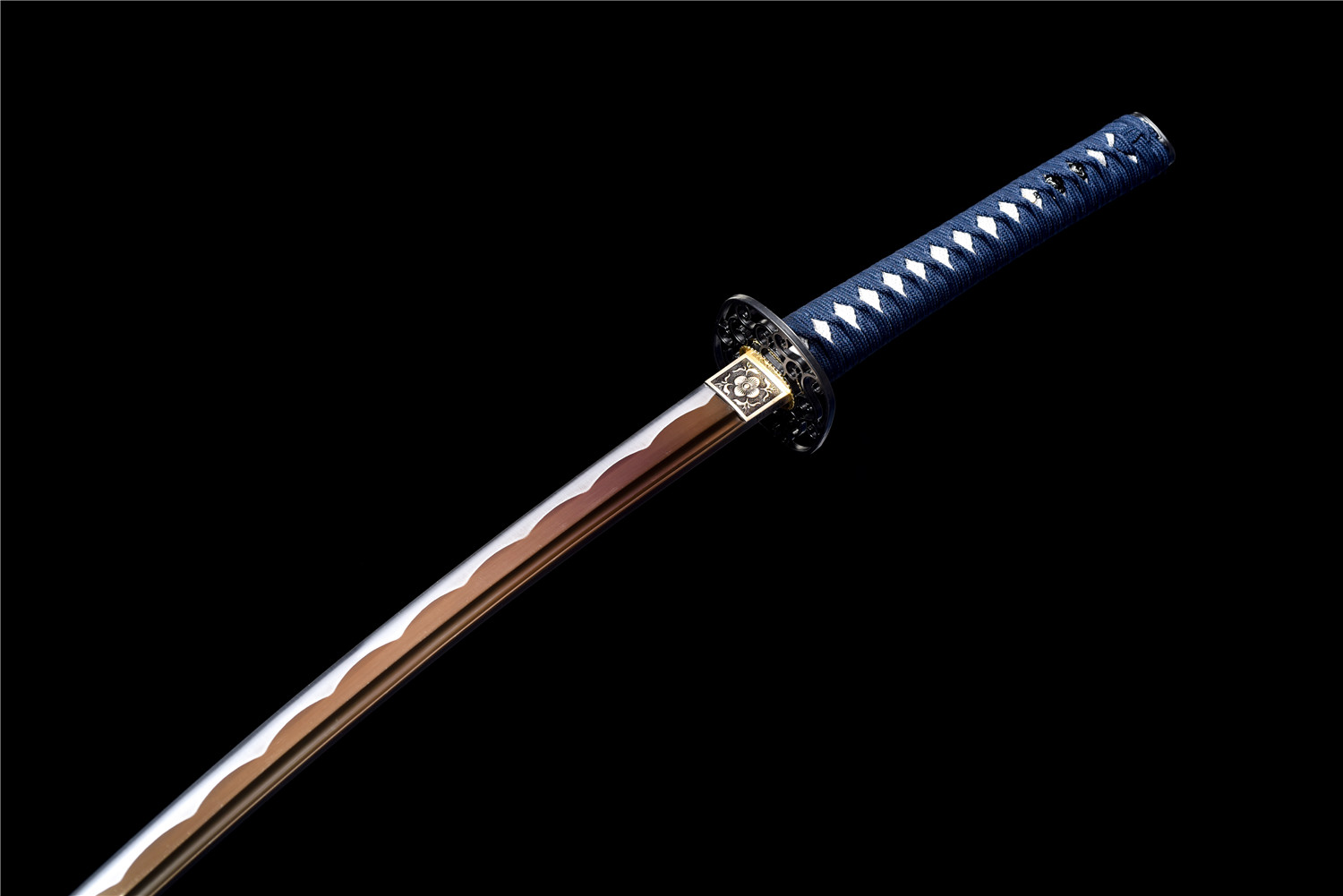 Handmade Katana High Carbon Gold Blade Iron Tsuba Red Saya Full Tang