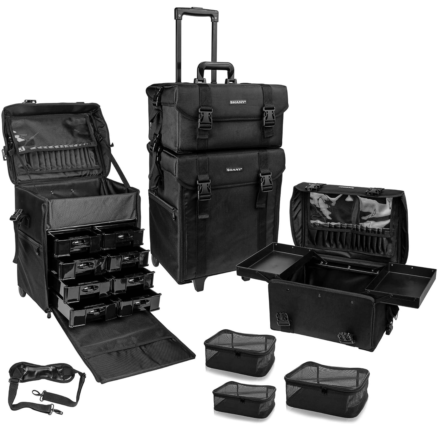 Jet Black Vinyl Cosmetic Case Travel Bag